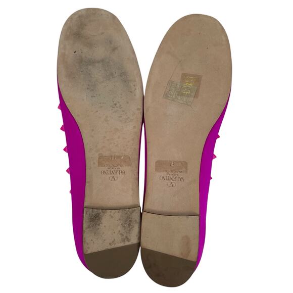 Valentino Garavani Rockstud Satin Square Ballet Flat Hot Pink Size 42 - Picture 11 of 15